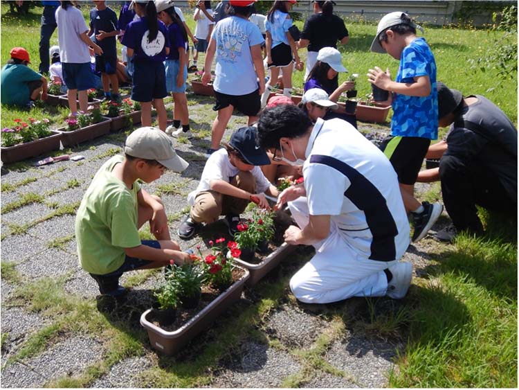 加賀南小学校の児童の皆さんによる植栽ボランティア